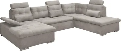 Produktbild von Wohnlandschaft - Taupe - Mikrofaser - mit Ausziehfunktion und Bettkasten