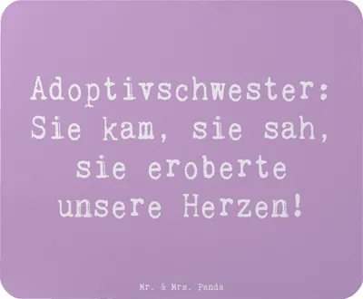 Produktbild von Mr. & Mrs. Panda Mauspad Spruch Adoptivschwester Herz - Lavendeltraum - Geschenk, Liebe, Familie, Geschenke, Mouse Pad, laptop, Herzen, Adoption, gummi, mousematte