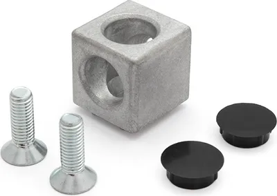 Produktbild von Würfelverbinder 2D 30 B-Typ Nut 8 mit Befestigungssatz 2 x M8x25