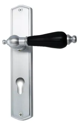 Produktbild von Oscar R39 Ghidini Türgriff-Langschild-Garnitur M18 mattchrom Handhabe schwarz  (Ausführung: Drücker/Drücker, Lochung: PZ, Entfernung: 72mm, Oberfläche: mattchrom (M18)) Ausführung: Drücker/Drücker Lochung: PZ Entfernung: 72mm Oberfläche: mattchrom (M18)
