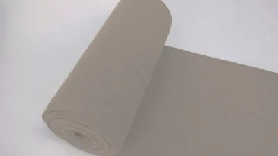 Produktbild von Bündchenstoff LUC Hell Taupe, Uni 270 g/m², Strickschlauch glatt/fein, 35 cm breiter Schlauch, 25 cm lang, Meterware