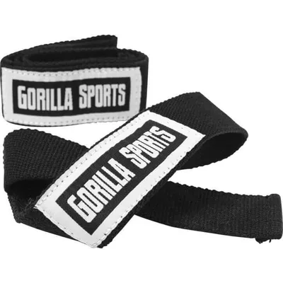 Produktbild von Gorilla Sports Liftings Straps schwarz-weiß | Klimmzug Kabelzug Kreuzheben Fitness Gewichtheben