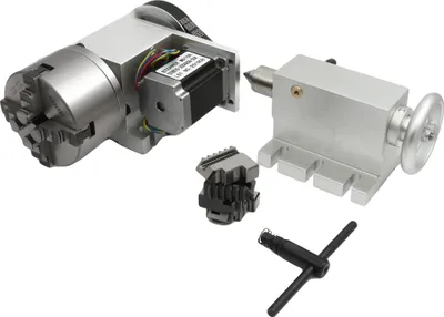 Obrázek produktu pro Rotační osa CNC, motor Nema 23, kleština se 4 náboji, sada K12-100mm