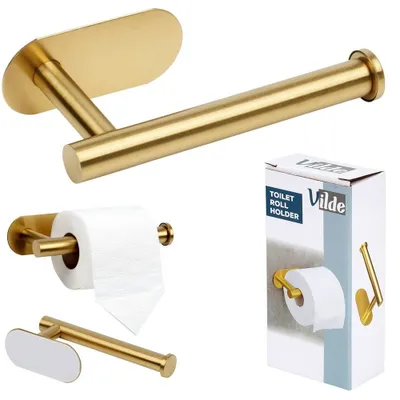 Produktbild von Vilde Toilettenpapierhalter Papierrollenhalter WC-Papierhalter aus Stahl goldfarben
