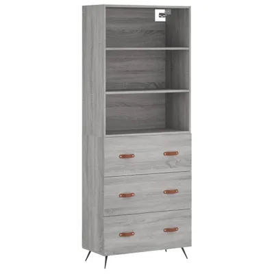 Immagine prodotto di vidaXL Credenza Grigio Sonoma 69,5x34x180 cm Materiale a base di legno