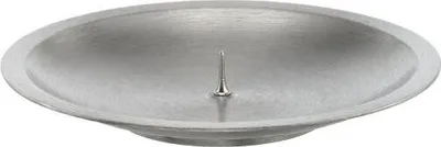 Produktbild von Osterkerzen Kerzenteller mit Dorn, Dekoteller Messing matt vernickelt silber für Kerzen Ø 8 cm
