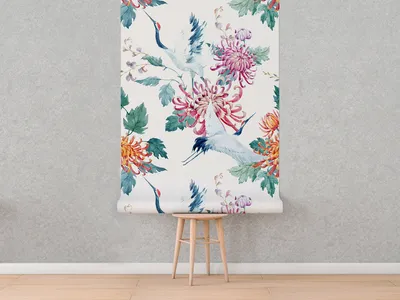 Produktbild von Coloray Fototapete 152x104 cm Latextapete Magicstick - Blumenkran Vögel Blumen