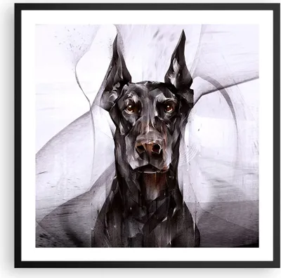Produktbild von Gerahmtes Poster - Schwarzer Rahmen - Hund Abstraktion - 60x60 cm - Wand Bild - Wanddeko - Wandbilder - Kunstposter - Wandposter - Bilderrahmen - Bilder - Kunstdruck - Wandbild - P2BAC60x60-3999