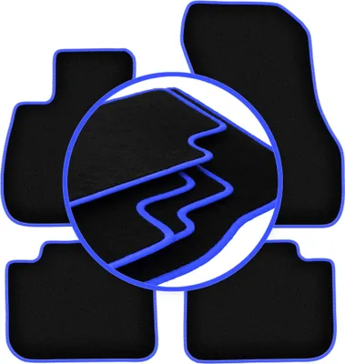 Image de Tapis de sol en moquette noir/bleu pour BMW X2 F39 2018- 4 pièces