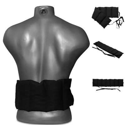 Produktbild von Körnerkissen 7-Kammer mit Band, 65x15 schwarz. Wärme-Kissen, Körnerkissen, Gürtel zum Binden, Weizen