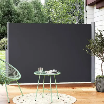 Produktbild von SONGMICS Alu Seitenmarkise 200 x 350 cm 280 g/m² ausziehbar Sichtschutz, Sonnenschutz für Balkon & Terrasse anthrazit GSA205G