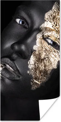 Produktbild von MuchoWow® Poster Frau - Gold - Schwarz - Farbe - Luxus 20x40 cm - Plakat - Foto