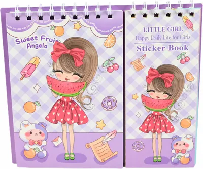 Produktbild von Spiralblock Mädchen mit Stickern Notizbuch 22x19cm Liniert Kreativ Set Schule Bunt