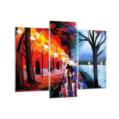 Produktbild von Bilder auf glas - Grafik Abbildung See Abend - 130x100cm - Glasbilder - Wandbilder - Kunstdruck - zum Aufhängen bereit - Wanddekoration aus Glas - Glas Bilder - Wandbild auf Glas - GCB130x100-3110