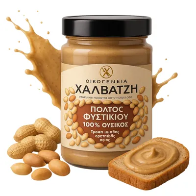 Produktbild von Halvatzis Makedoniki Erdnusspaste 300 g im Glas