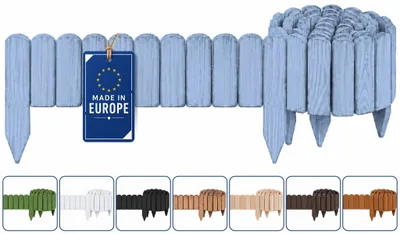 Produktbild von Woodygift Beeteinfassung Holz Rollzaun Gartenzaun Rasenkante Palisade Flexibler Rollborder für Beet und Rasen Grau 10x200 cm