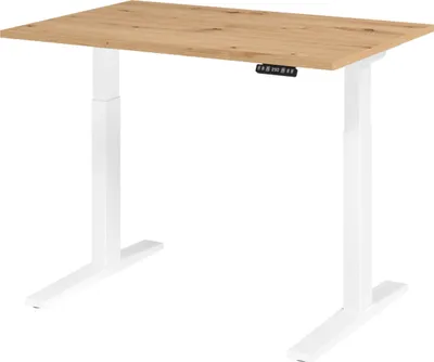 Produktbild von bümö Schreibtisch elektrisch XMKA - Nachbildung: Asteiche, Größe:  120 x 80 cm, Gestell: Weiß