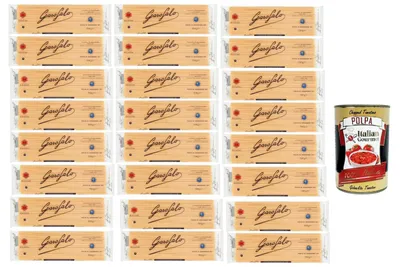 Produktbild von Italian Gourmet Pasta Bucatini 24 x 500 g – Italienische Röhren-Spaghetti aus Hartweizengrieß, ideal für Amatriciana, Carbonara & Tomatensugo, Vorratspack + Italian Gourmet Polpa