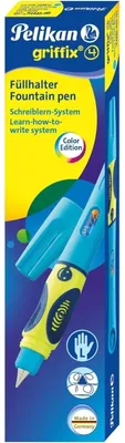 Produktbild von Füllhalter griffix neon Fresh Blue Feder L Linkshänder Faltschachtel Packung mit 10 Stück