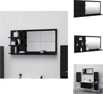 Image de vidaXL Miroir de salle de bain Noir 90x10,5x45 cm Bois composite - Lavabos de salle de bain