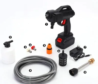 Produktbild von Hochdruckreiniger - Kabellose Autowaschpistole - 1 Akku - 21 V - 600 W - 22–30 bar - 4 l/min - Schaumgenerator