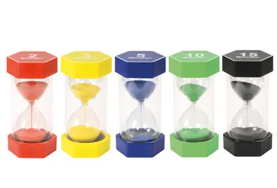Produktbild von EDUPLAY 120487 Riesen Sanduhren-Set 2, 3, 5, 10 &15 min, mehrfarbig (1 Set)