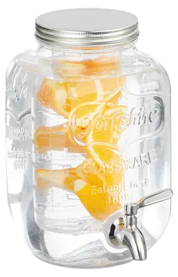 Getränkespender 4 L mit Infuser, Glas & Metall, transparent