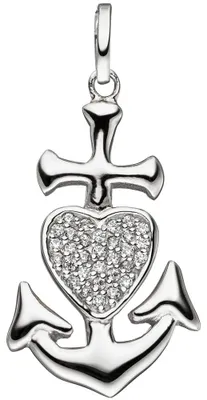 Produktbild von Anhänger Glaube Liebe Hoffnung mit weißen Zirkonia 925 Silber Silberanhänger