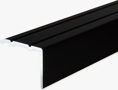 Produktbild von PROVISTON | Winkelprofil | Aluminium eloxiert | Schwarz | Breite 24.5 mm | Höhe 18 mm | Länge 2700 mm | Selbstklebend | Treppenkantenprofil | Treppenwinkel | Treppenkante | Kombiwinkel | 1 Stück