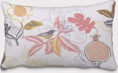 Produktbild von SCHÖNER LEBEN. Kissenhülle Blüten Blätter Vogel weiß grau gelb rot Größe 60x80cm (HxB) 60x80cm (HxB) Größe