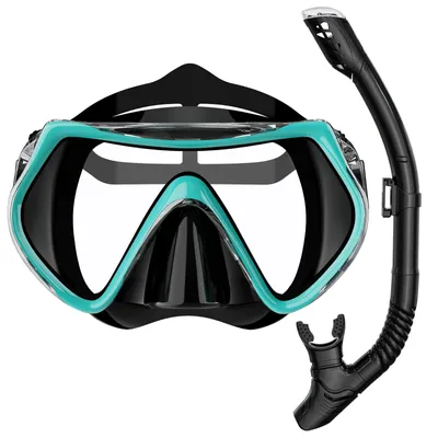 Produktbild von Schnorchelset Erwachsene, 180° Sichtfeld, gehärtetes Glas, Anti-Leck, für Tauchen