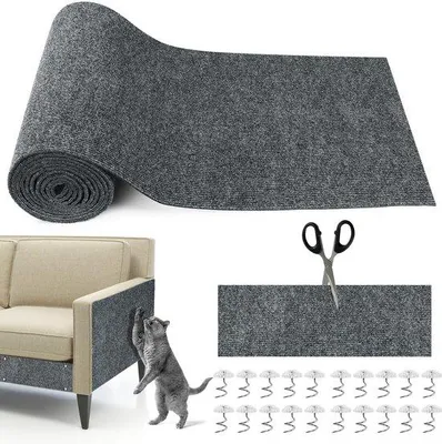 Produktbild von Kratzmatte für Katzen 300x40cm, selbstklebend, schwarz, für Bank und Wand