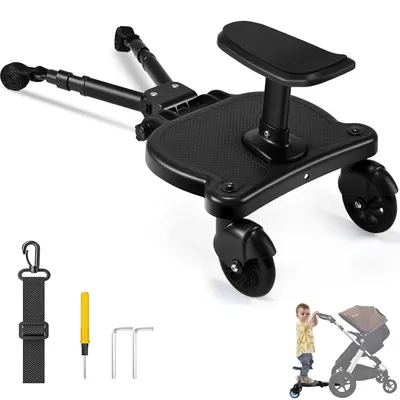 Zdjęcie produktu dla Uniwersalna platforma do wózka dziecięcego - 2 w 1 z odpinanym siedziskiem - maksymalne obciążenie 25 kg - system hamowania - dla dzieci w wieku 3–6 lat - kolor: czarny