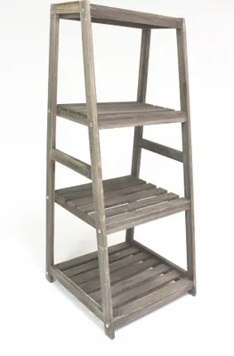 Obrázok produktu pre Drevená polica "Rebrík", Š42 x D39 (dole) x D20 (hore) x V101 cm, polica na kvety
