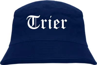 Produktbild von Trier Fischerhut - Dunkelblau - Altdeutsch - bedruckt - Bucket Hat Anglerhut Hut L/XL Dunkelblau