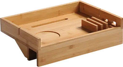 Produktbild von KESPER Betttablett Bambus – 33,7x24x9,5cm – zum Anklemmen am Bettrand – mit Kabeldurchlässen – Nachtkonsole, Nachttisch, Nachtschrank - 77630