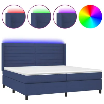 Produktbild von vidaXL Boxspringbett mit Matratze & LED Blau 200x200 cm Stoff