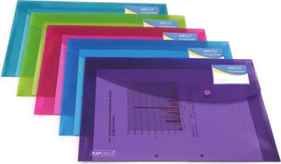 Produktbild von RAPESCO Dokumententasche DIN A4+ PP farbig sortiert 5 Stück
