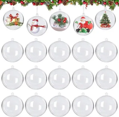 Immagine prodotto di Palline natalizie trasparenti in acrilico per Natale e matrimoni | 8 cm, 20 pezzi, decorazioni fai da te