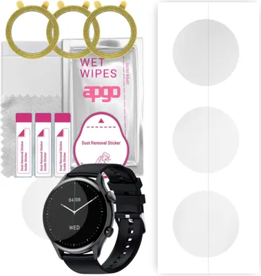 Produktbild von apgo 3 Stück Schutzfolie, klar, kompatibel mit Niceboy Watch GTR Smartwatch, Hydrogel Displayschutzfolie mit Positionierhilfe, Displayfolie, robust und kratzfest