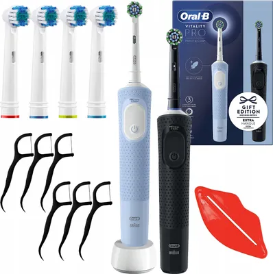 Produktbild von Oral-B Vitality PRO Duo Elektrische Zahnbürsten schwarz violett 4 Aufsätze