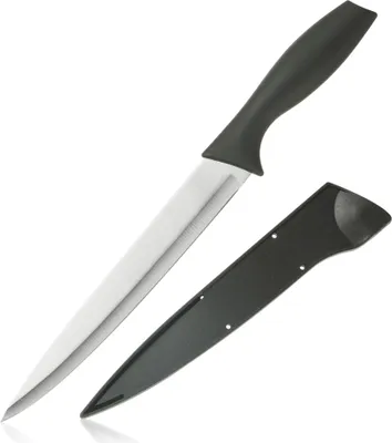 Produktbild von com-four® Küchenmesser mit Schutzhülle - Messerschärfer in Hülle - Küchenzubehör - rostfreier Edelstahl - Kunststoffgriff - Schneidemesser mit Messerscheide