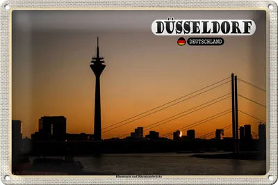 Produktbild von Blechschild Städte Düsseldorf Rheinturm Rheinkniebrücke 30x20cm
