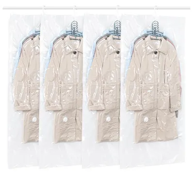 Vakuum-Aufhängebeutel 4er-Set 145x70 cm transparent wiederverwendbar