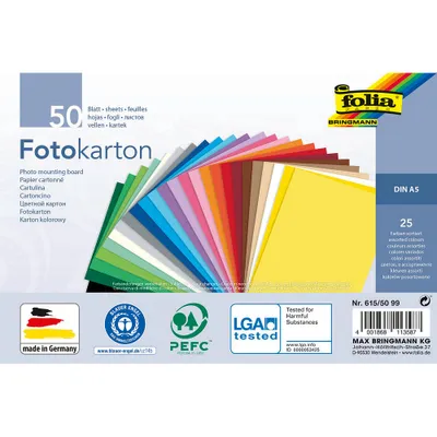 Obrázek produktu pro folia 615/50 99 folia Fotokarton, DIN A5, 300 g/qm, 25 Farben sortiert