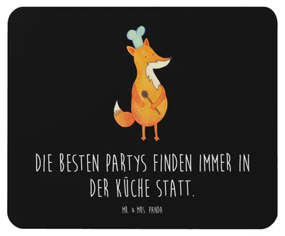 Produktbild von Mr. & Mrs. Panda Mousepad Fuchs Koch - Schwarz - Geschenk, Mouse Pad, Witzig, pc, laptop, Mauspad, mausteppich, Chefkoch, Hungrig, Bäcker, Geburtstag