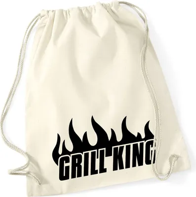 Produktbild von Huuraa Turnbeutel Grill King Flammen 12 Liter Natural Baumwolle Rucksack Geschenkidee