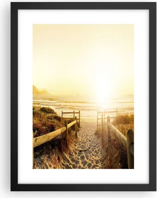 Produktbild von Gerahmtes Poster - Schwarzer Rahmen - Sonnenaufgang Welle Insel Meer - 30x40 cm - Wand Bild - Wanddeko - Wandbilder - Wandposter - Bilderrahmen - Bilder - Kunstdruck - Wandbild - P2BPA30x40-3164
