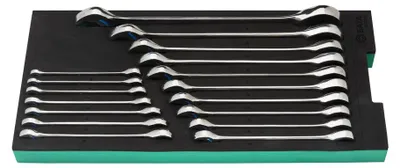 Obrázok produktu pre Sada 17-dielnych SATA kľúčov s dvojitou račňou a otvorenou hlavou, 400 x 187 mm ST09011G