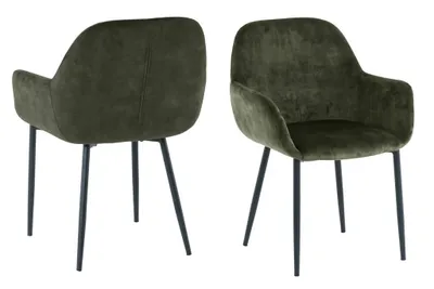Immagine prodotto di SIT Möbel set di 2 poltrone in velluto | braccioli svasati | rivestimento in velluto verde | gambe in metallo nero | L 48 x P 57 x H 84 cm | 02405-32 | serie STUHL